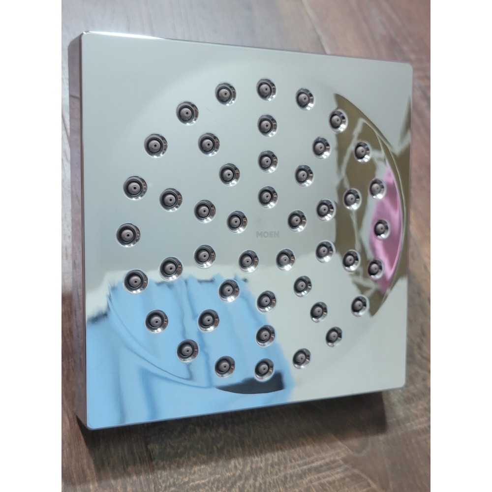 Moen‎ Square Chrome Rain Shower Head 8 Inch Wide 2.5 GPM Flow Rate